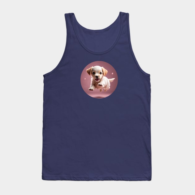 Cute Excited Golden Retriever Puppy Tank Top by Cre8tiveSpirit